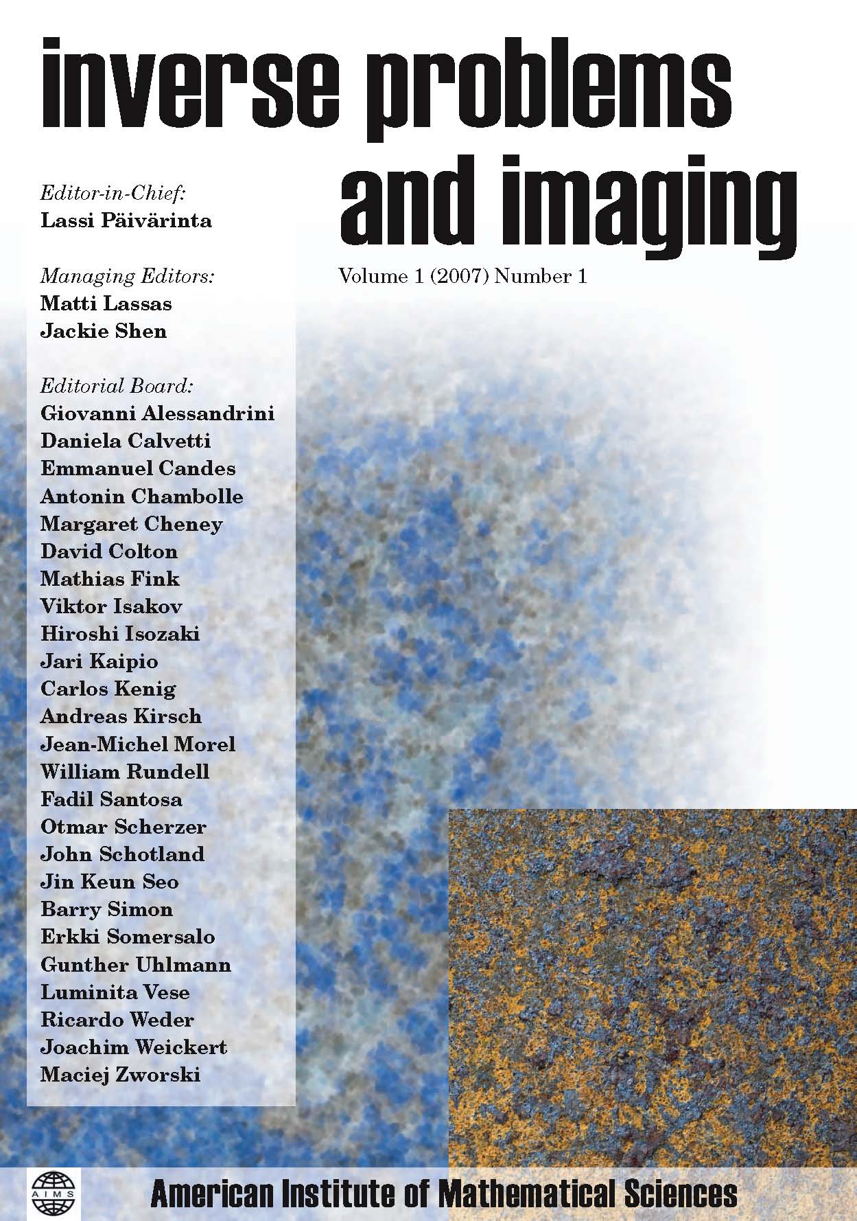 cover inverse problems and imaging, volume 1 (2007) number 1